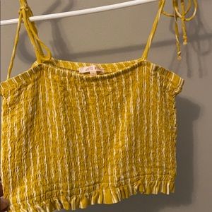 PacSun yellow and white striped tie strap tank top